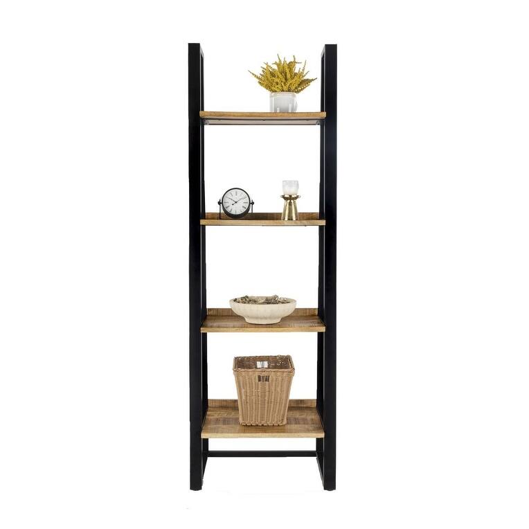 5-Tier Storage Industrial Ladder Bookshelf Solid Mango Wood