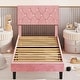 preview thumbnail 42 of 65, VECELO Upholstered Kids Bed Frame with Diamond Tufted Headoard,Twin Size Bed Set of 2