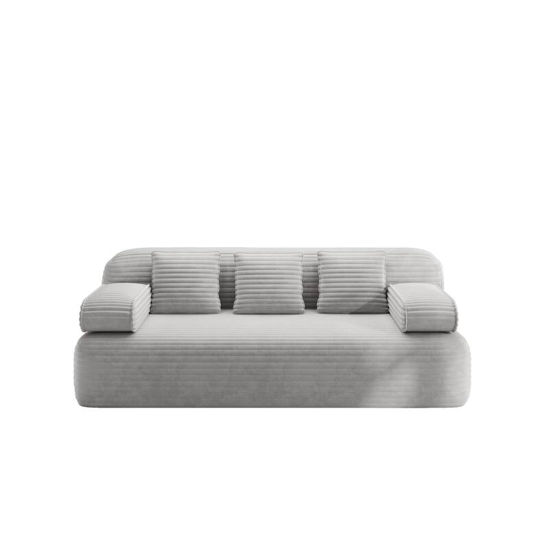 78.7-Inch Convertible Sofa Bed, 2-in-1 Frameless 3-Seater Couch with Plush Corduroy Fabric for Small Spaces