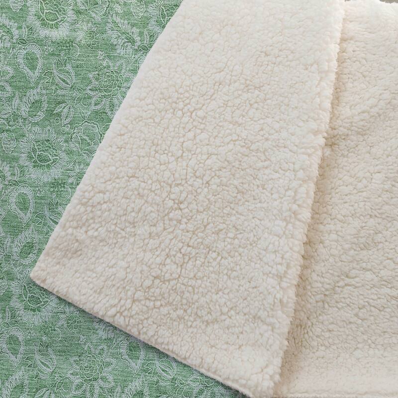 Premium Machine Washable Floral Sherpa Throw Blanket