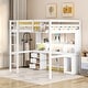 preview thumbnail 1 of 1, Full Loft Bed with Multi-Storage Desk and Charging Station White - Full