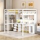 preview thumbnail 11 of 12, Twin/Full Size Loft Bed with Multi-Storage Desk, LED Light, and Bedside Tray - Charging Station, White