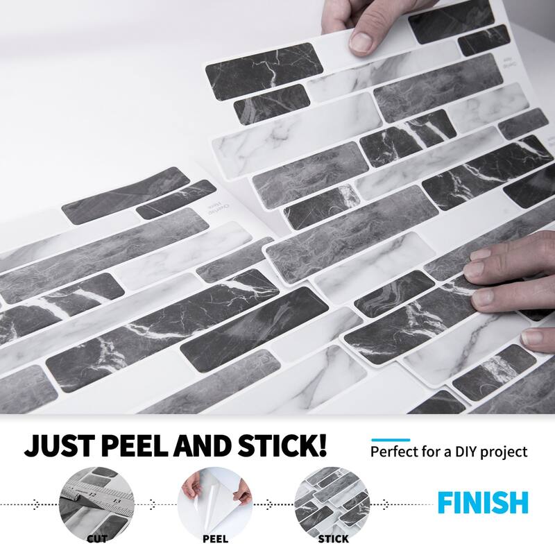 Art3d 10-Sheet Self Adhesive Backsplash Tile 12 in. x 12in. Marble Design