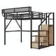 preview thumbnail 10 of 26, Loft Bed with Desk and Charging Station, Metal Loft Bed with Stairs and Light for Kids and Teens