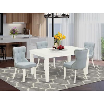 HomeStock 5-Piece Buttermilk & Cherry Finish Solid Wood Top Dining Table with 4 Parson Chair with Lattice Back