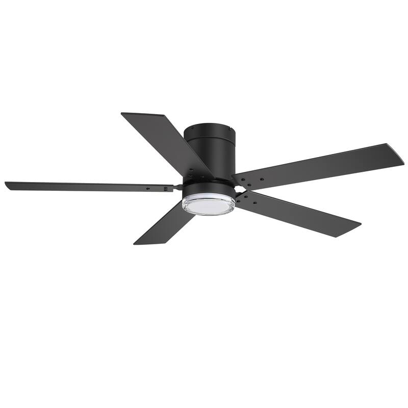 52" Reversible 5-Blade Flush Mount Ceiling Fan with LED Light and Remote