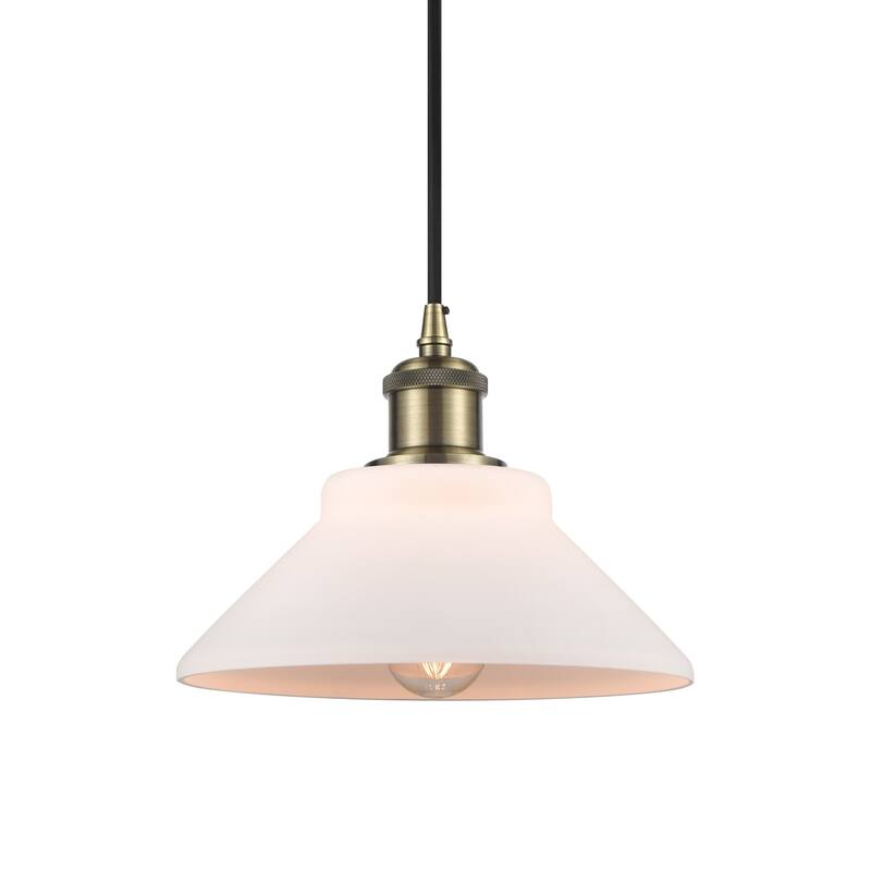 Innovations Lighting 516-1P-7-8 Orwell Pendant Orwell 8" Wide Mini - Matte White / Antique Brass