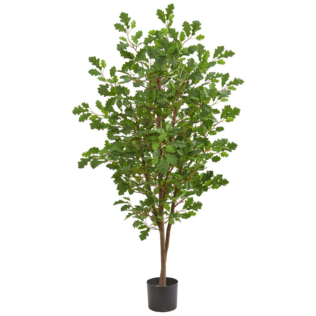 5ft Artificial Oak Tree - Realistic Green Indoor Holiday Decor - Sturdy & Full Foliage - 41-50 Inches