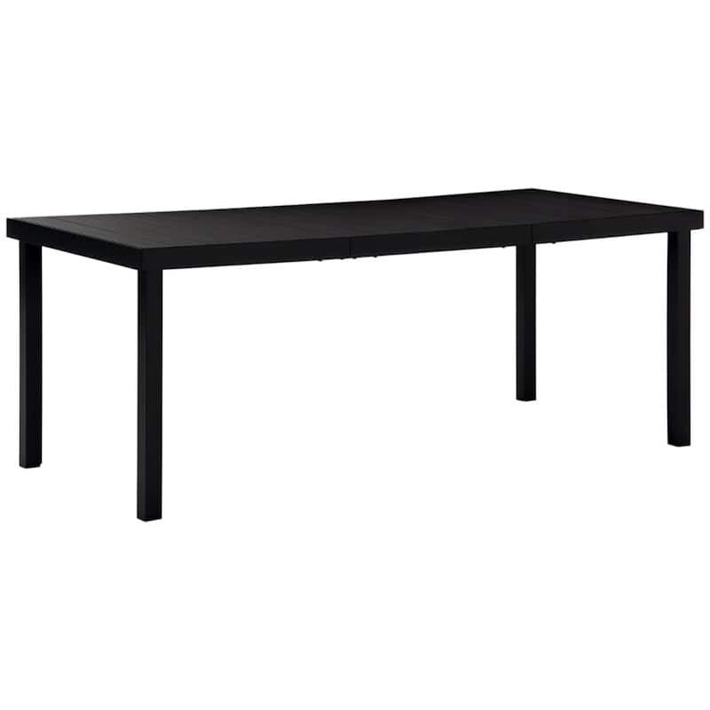 8-Person Patio Dining Table with Wood-Like Surface and Lightweight Aluminum Frame For Outdoor Gathering - Black