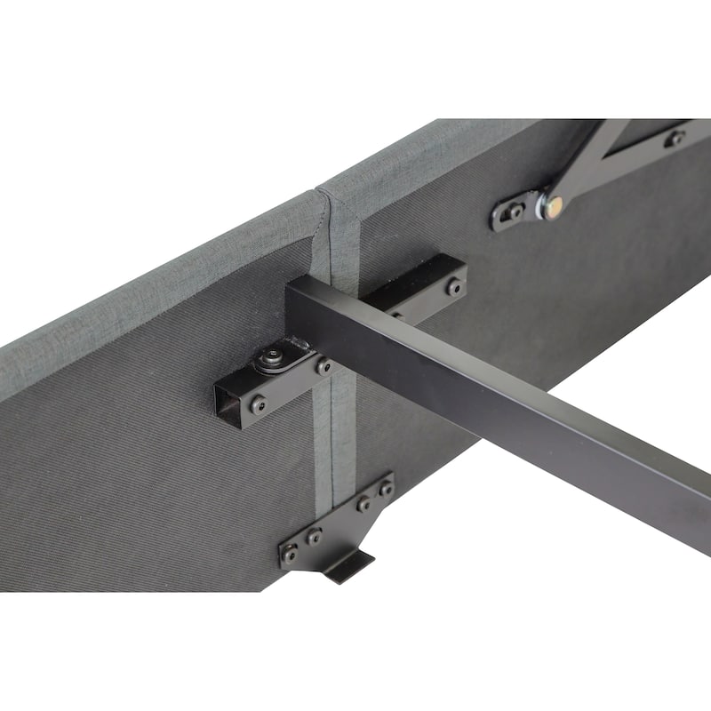 Light Gray Queen Size Modern Metal Platform Bed with USB Ports