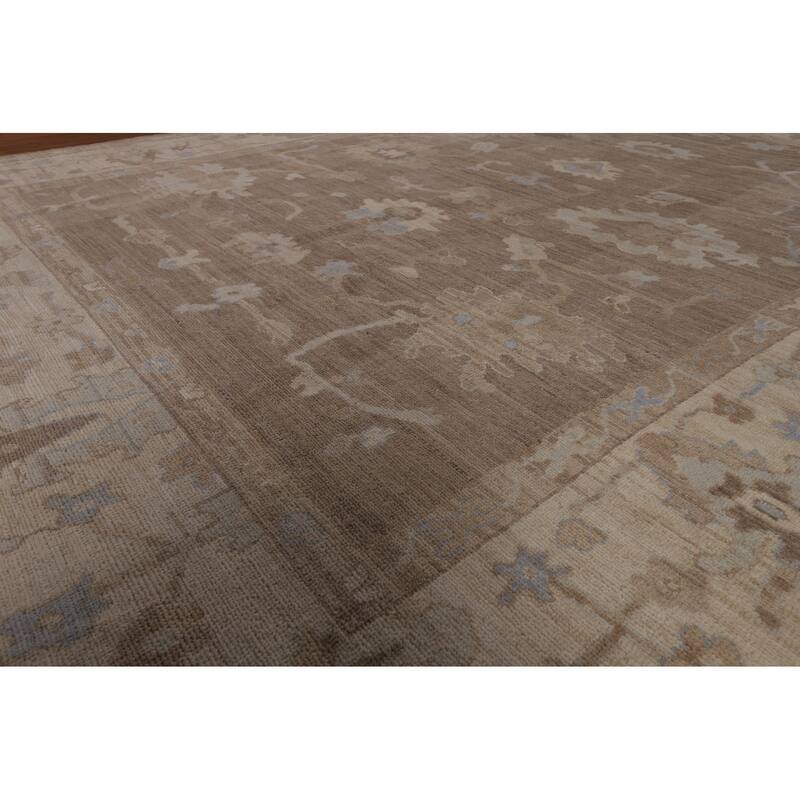 Vegetable Dye Brown Oushak Turkish Area Rug Hand-Knotted Wool Carpet - 8'2"x 10'0"