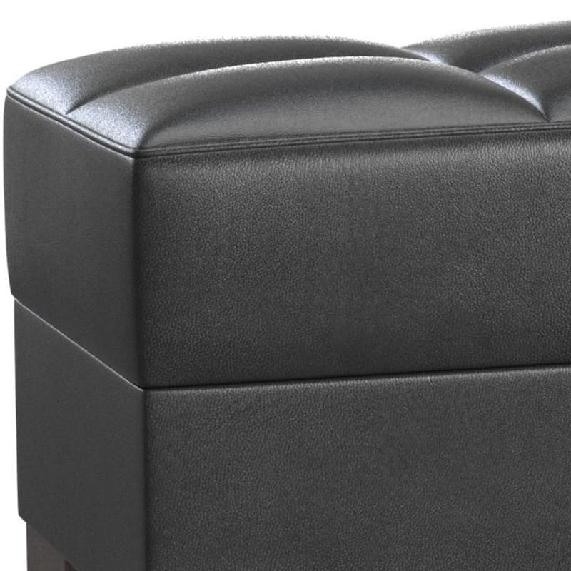 HomeRoots 52" Black and Brown Faux Leather Storage Ottoman