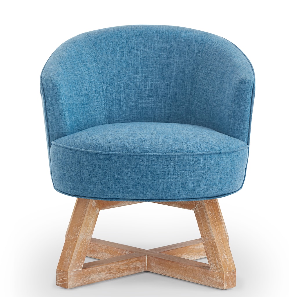 Swivel Chair Side Chair with Wood Legs, Light Blue Reception Chair Reading Chair Leisure Chair Vanity Chair