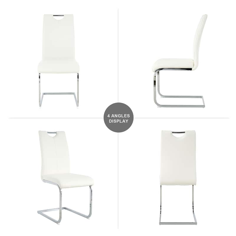 Set of 4 Modern Faux Leather Dining Chairs with Metal Legs