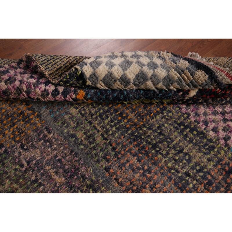Plush Moroccan Oriental Rug Hand-Knotted Wool Carpet - 7'11" x 10'10"