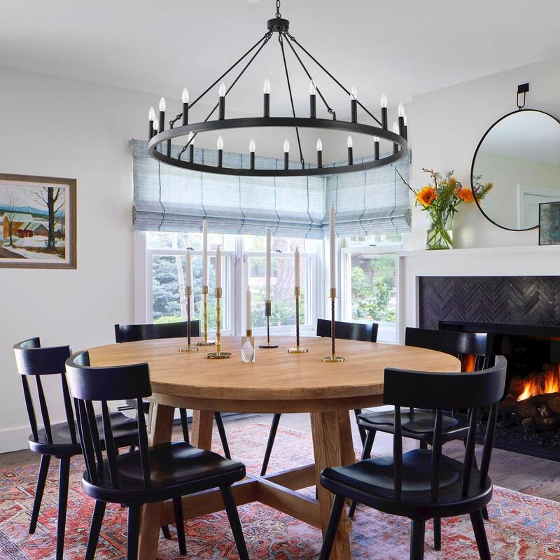Extra Large Black Wagon Wheel Chandelier Farmhouse for Dining Room