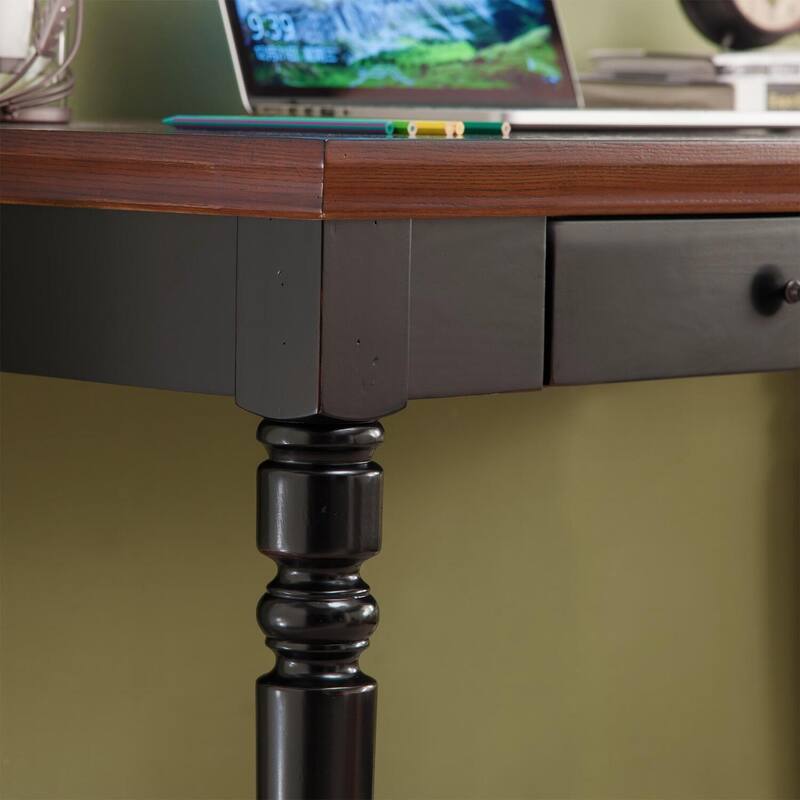 Turned Leg Laptop Desk - Drop Front Keyboard Drawer - Antique Ambiance Writing Table