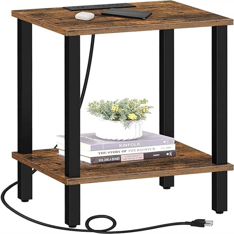 End Table with Charging Station - Brown