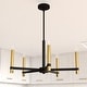preview thumbnail 1 of 13, Damen 5 Light Black and Brass Contemporary Candle Chandelier - 25-in W x 18.5-in H x 25-in D Matte Black and Natural Brass - 25-in W x 18.5-in H x 25-in D