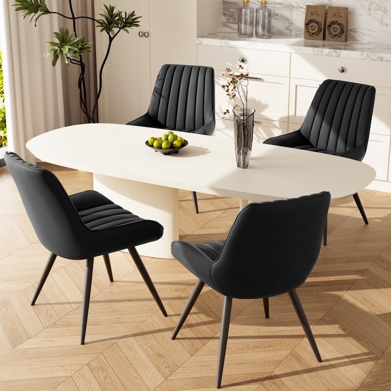 4-piece Modern Upholstered Dining Chairs Set with Metal Legs (Excluding Table) - Black