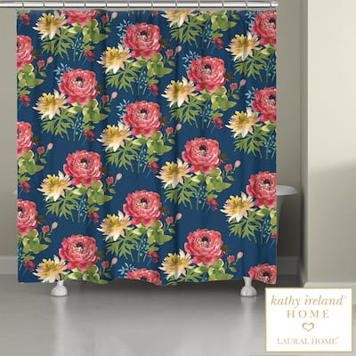 kathy ireland® HOME Country Bouquet Navy Shower Curtain by Laural Home
