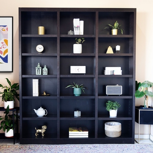 カンディハウス ウェーブデザイン ブックシェルフ ZR24491 Concepts in Wood Bookshelf, 18 Shelf, Triple Wide, 84 inch Tall