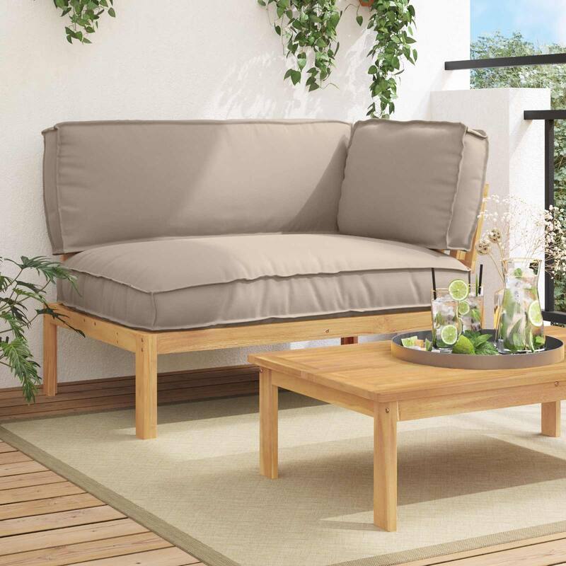 vidaXL Sofa Set in Solid Acacia Wood - Taupe Light brown (1)