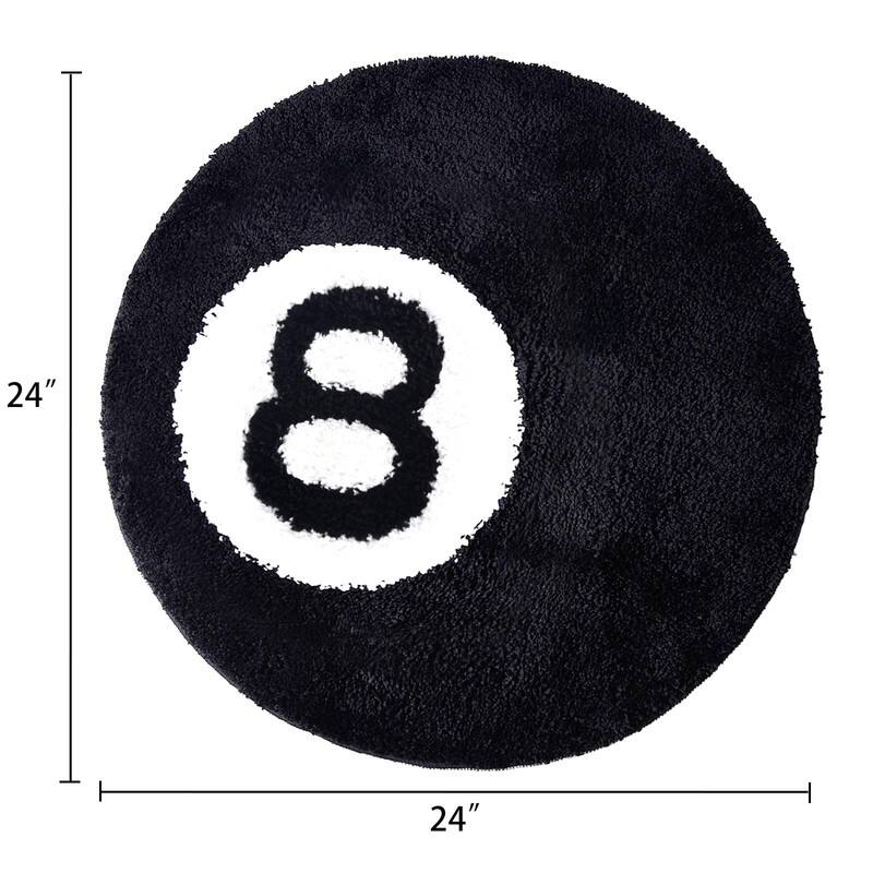 8 Ball Rug Black Round Carpet Billiard Pool