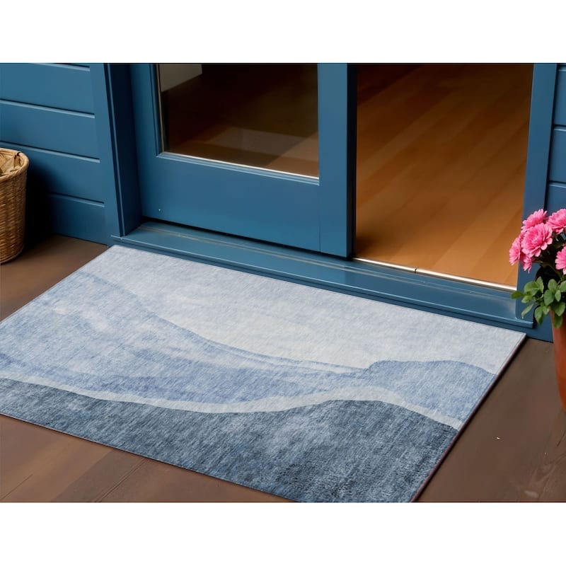 HomeRoots Abstract Transitional Rectangle Outdoor Rug - 3' x 5'