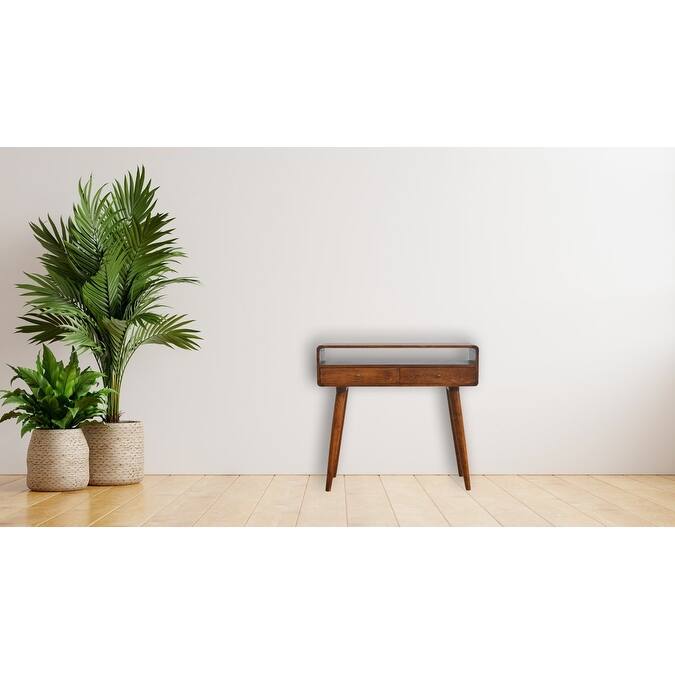 Artisan furniture soild mango wood Curved Chestnut Console Table
