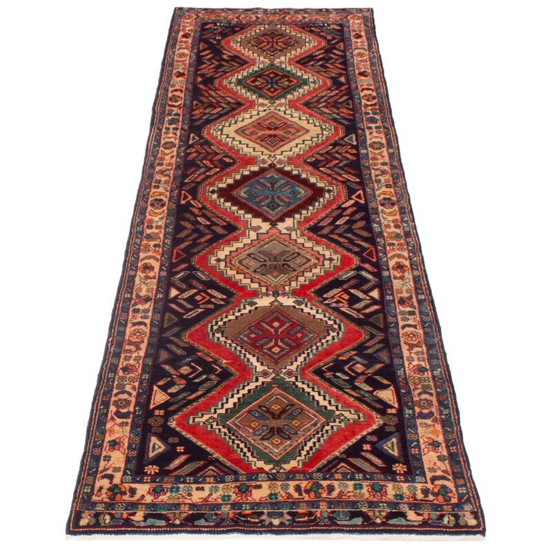 ECARPETGALLERY Hand-knotted Andelz Navy Wool Rug - 3'3 x 11'1