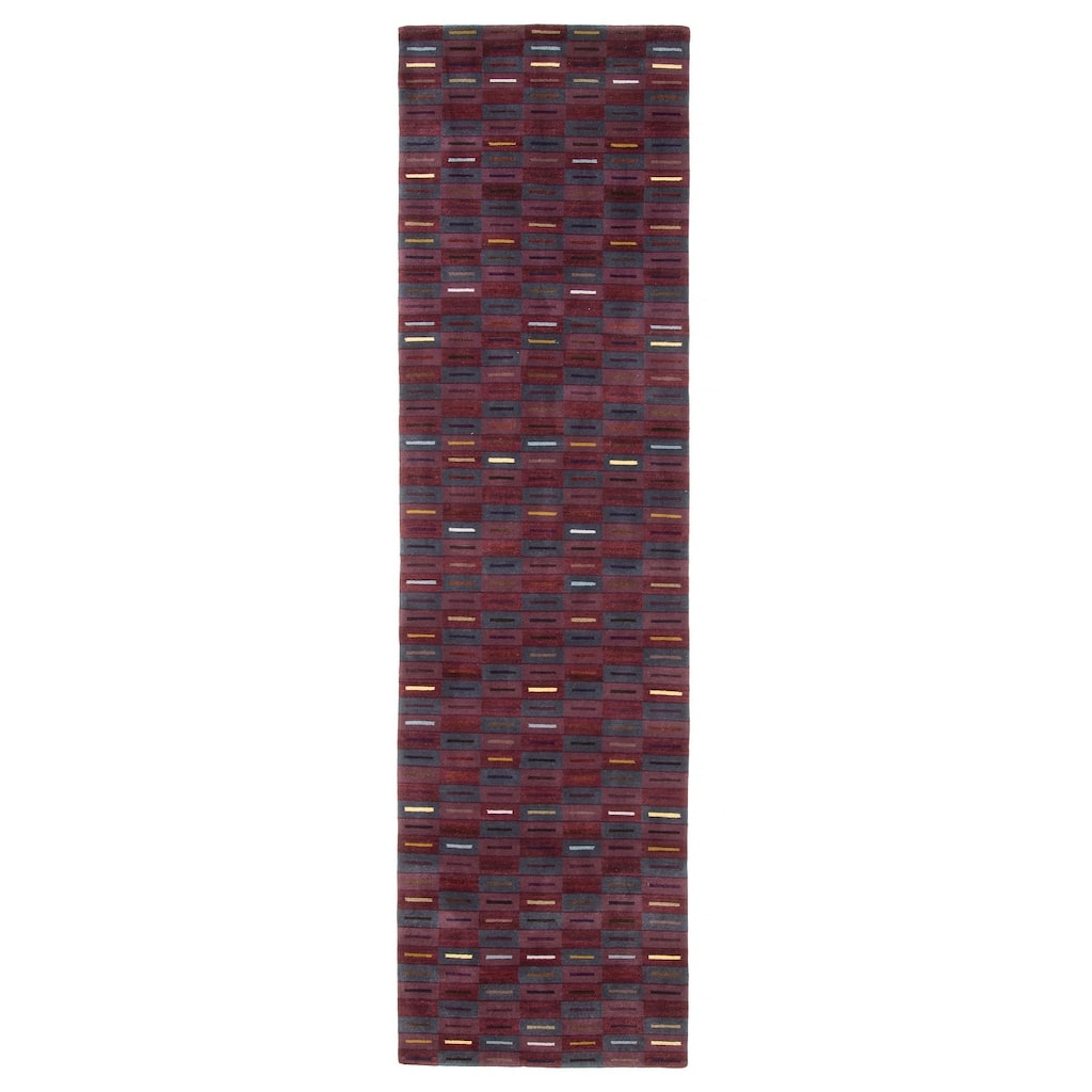 ECARPETGALLERY Hand-knotted Opulence Dark Magenta Wool Rug - 3'0 x 11'3