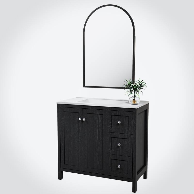 Bathroom Vanity with Top Sink Freestanding Vanity Set with Mirror Cabinet