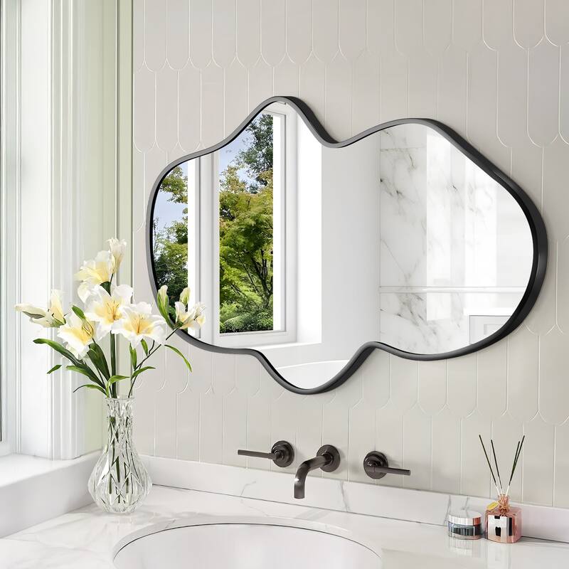 Stylish Aluminum Alloy Framed Irregular Wall Mirror