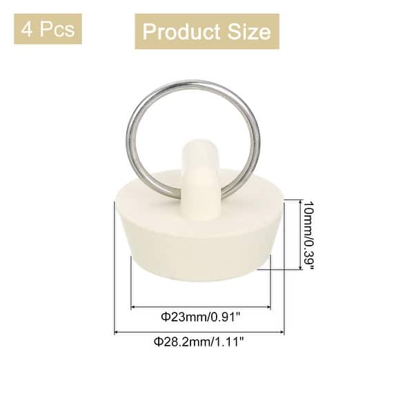 dimension image slide 1 of 6, Rubber Tub Stopper, Bath Tub Drain Stoppers Sink Stopper Drain Plug with Hanging Ring for Bathtub Kitchen Bathroom - White