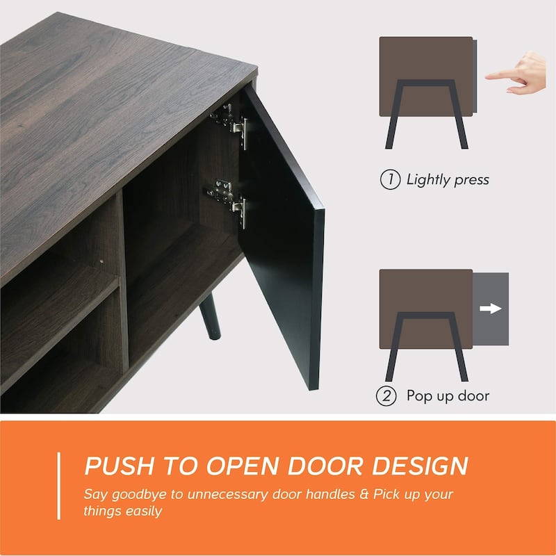 WAMPAT Black/ Brown Mid-century Modern TV Stand