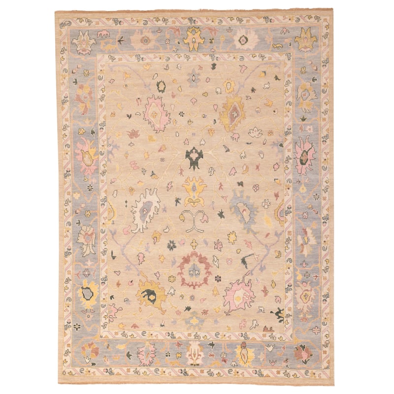 ECARPETGALLERY Hand-knotted Modern Oushak Light Khaki Wool Rug - 8'11 x 11'10