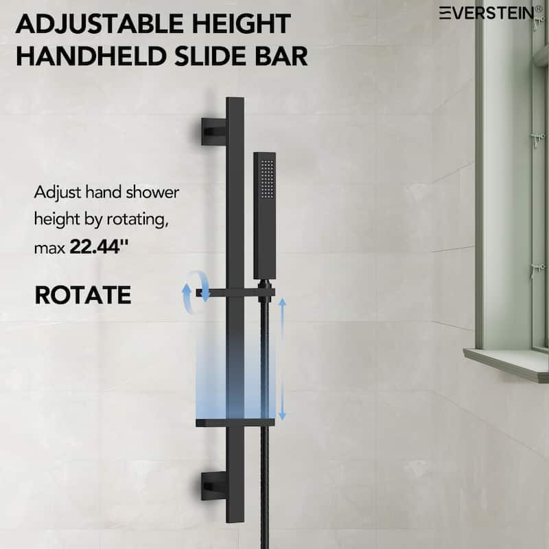 Thermostatic Rainfall Shower System with Handheld Spray, 16" & 6" Dual Shower Head and 6 Body Jets