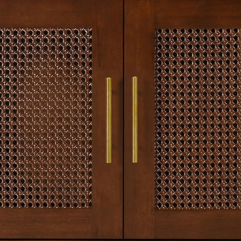 Christopher Knight Home - 47"W Rubber Wood Cat Cabinet with Rattan Doors & Cushion