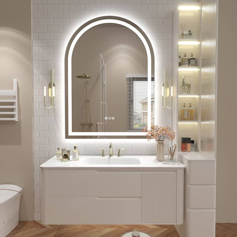 UL Certified Arched LED Anti-fog Tempered Glass Wall Bathroom Vanity Mirror