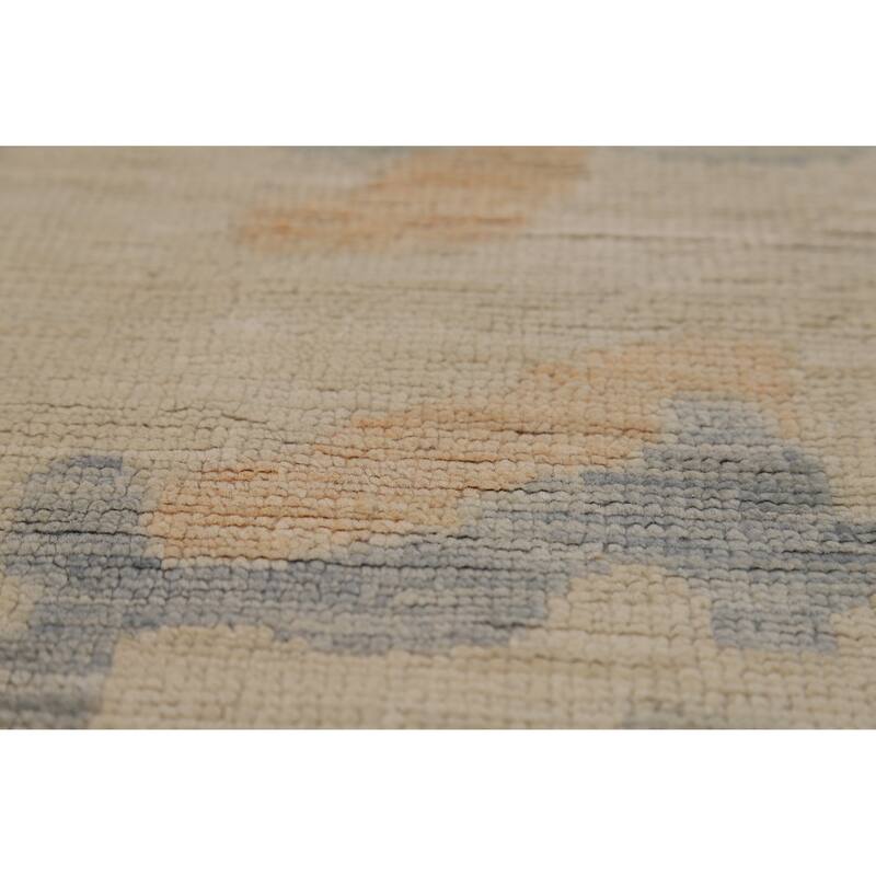 Hand Knotted Oriental 100% Wool Carpet Transitional All-Over Beige & Ivories Oushak Area Rug - 13' 9'' X 10' 0''