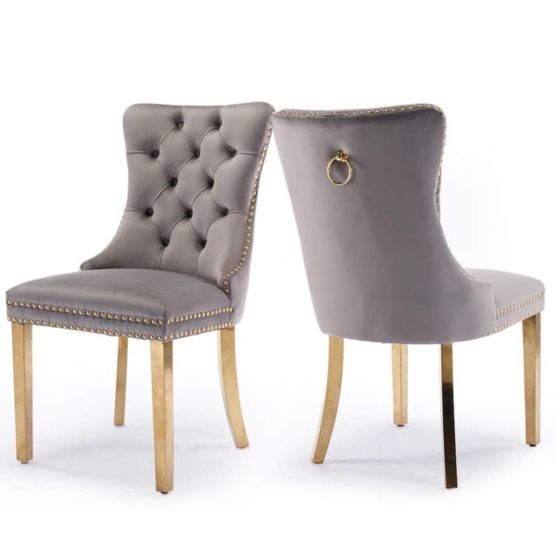 Tufted Naliheads Solid Wood Upholstered Dining Chairs (Set of 2)