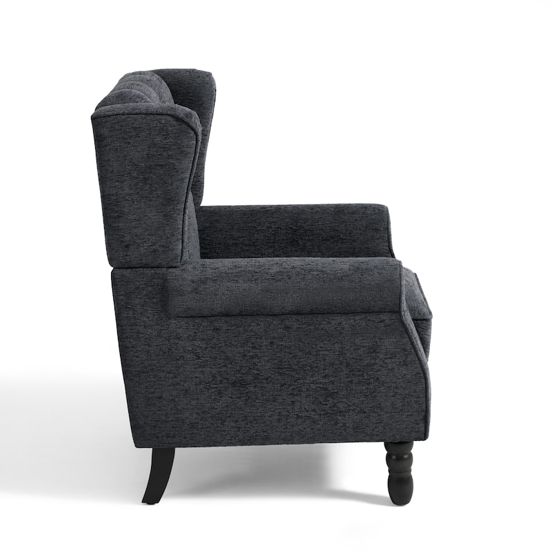 Button-Tufted Accent Chair Wingback Armchair - 38"H