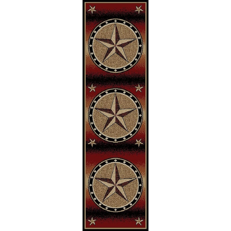American Destination Amarillo Western Star Area Rug - 2'3" x 7'7" Runner - Rust