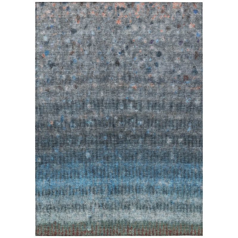 Machine Washable Indoor/ Outdoor Abstract Ombre Chantille Rug