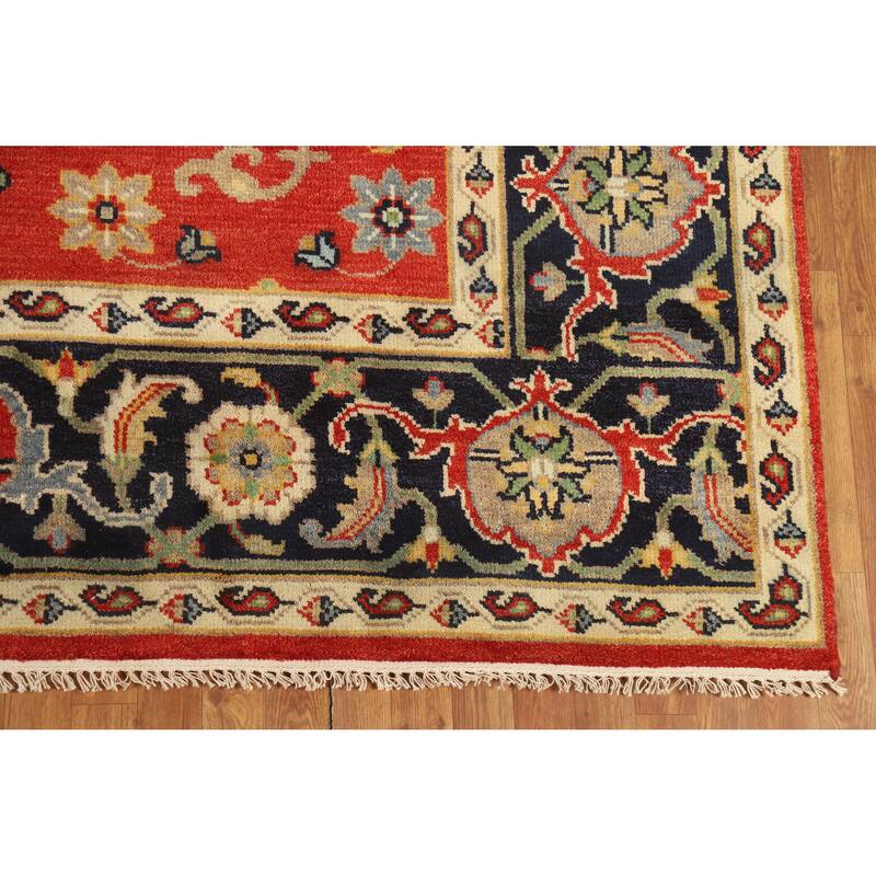 Hand Knotted Oriental 100% Wool Carpet Traditional Floral Oranges & Rust Heriz (serapi) Area Rug - 10' 0'' X 8' 0''
