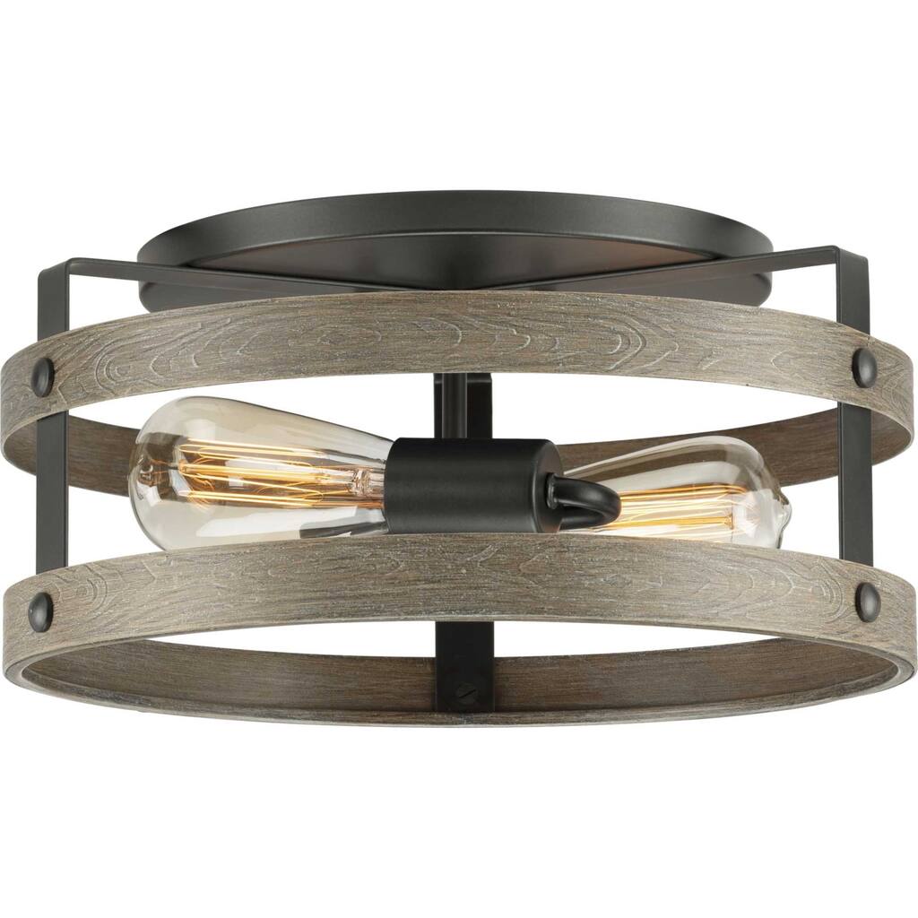 Progress Lighting Gulliver 2 Light 14" Wide Outdoor Semi-Flush Drum