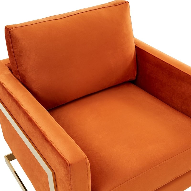 Lincoln Modern Velvet Upholstered Accent Designer Lounge Chair with Gold Frame for Living Room, Bedroom and Home Office - 34"