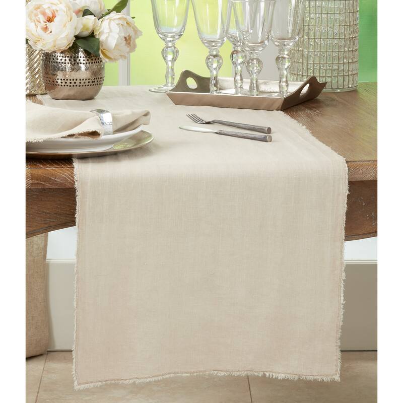Fringed Linen Design Stone Washed Runner