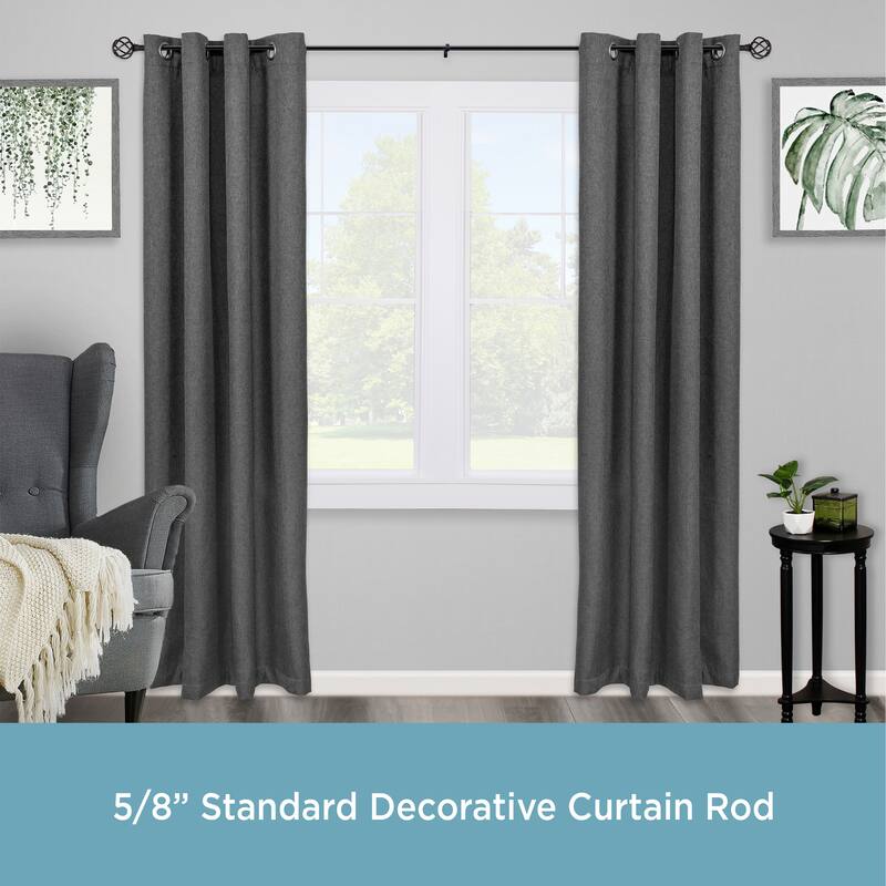 Kenney® Cage 5/8" Standard Decorative Window Curtain Rod, 28-48", Black